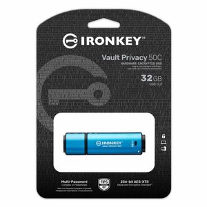 Kingston Technology IronKey VP50 USB flash drive 32 GB USB Type-C 3.2 Gen 1 (3.1 Gen 1) Zwart, Blauw