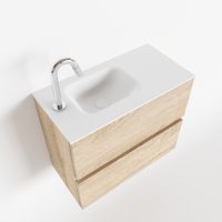 Toiletmeubel Mondiaz Ada | 60 cm | Meubelkleur Washed oak | Lex wastafel Talc Links | 1 kraangat