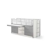 Vipack halfhoogslaper Bonny met uitschuifbaar bureau - grijs - 116x96x207 cm - Leen Bakker