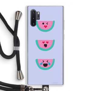 Smiley watermeloen: Samsung Galaxy Note 10 Plus Transparant Hoesje met koord