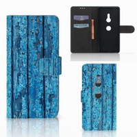 Sony Xperia XZ3 Book Style Case Wood Blue - thumbnail