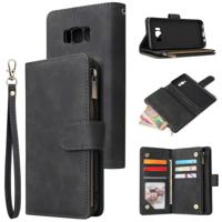 Voor Galaxy S8 multifunctionele retro Frosted horizontale Flip lederen draagtas met kaartsleuf & houder & rits portemonnee & foto frame & Lanyard (zwa