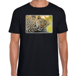 Dieren t-shirt met jaguars foto zwart voor heren