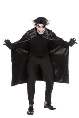 Dracula cape dubbel met kraag zwart ONE SIZE