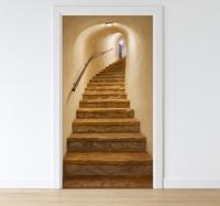 Realistische grottrappen deursticker