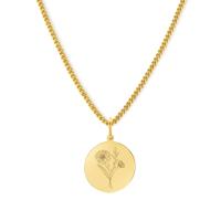 Gegraveerde geboortebloem ketting - Stainless steel - Goud - November - chrysant