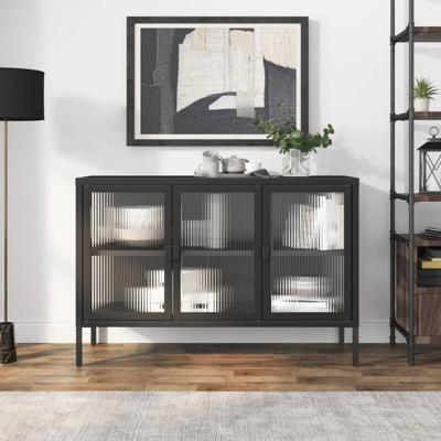 Dressoir 105x35x70 cm glas en staal zwart