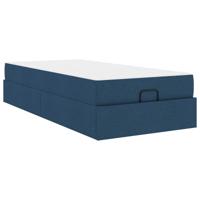 Bedframe met matras met matras 2 pcs Blauw Stof