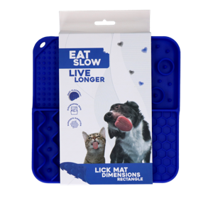 Eat Slow Live Longer Lick Mat Dimensions Rectangle Blue