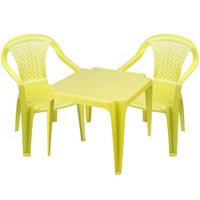 Kinderstoelen 2x met tafeltje set - buiten/binnen - groen - kunststof