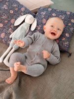 Set met shirt en broek voor baby's van tricot gechineerd lichtgrijs - thumbnail