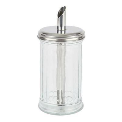Suikerpot/strooier - glas/rvs metaal - transparant/zilver - 7 x 17 cm - luxe uitvoering - 275 gram