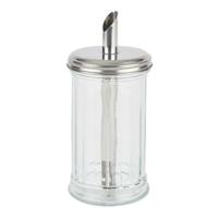 Suikerpot/strooier - glas/rvs metaal - transparant/zilver - 7 x 17 cm - luxe uitvoering - 275 gram Suikerpot/strooier - glas/rvs metaal - transparant/zilver - 7 x 17 cm - luxe uitvoering - 275 gram