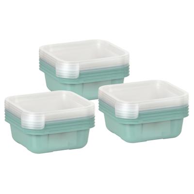 Vershoudbakjes/lunchboxen - set van 12x st - 900 ml - groen/transparant- L16 x B16 x H9 cm