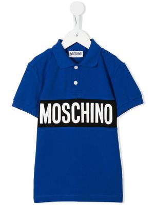Moschino Kids polo à logo imprimé - Bleu