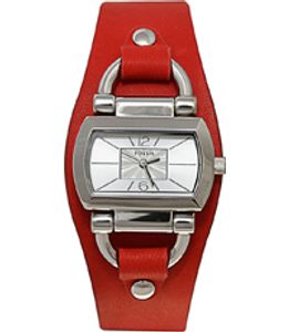 Horlogeband Fossil BQ1121 Onderliggend Leder Rood 11mm
