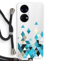 Gekleurde driehoekjes blauw: Huawei P50 Transparant Hoesje met koord