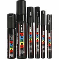 Uni-Posca Posca marker, lijndikte 0,7-15 mm, zwart, 6 stuk/ 1 doos