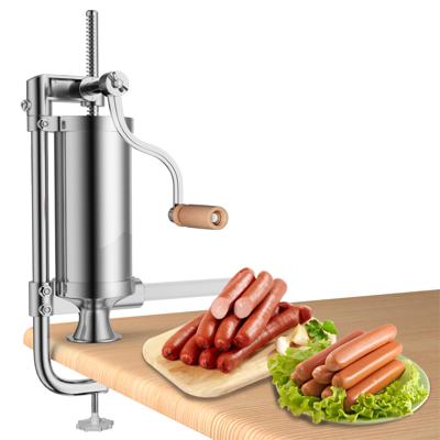 2,5kg Worstvuller Handmatig Worstmachine van Roestvrij Staal Worstmachine Zilver Worstpers met Tafelklem Worstspuit Incl. 4 Vulbuizen