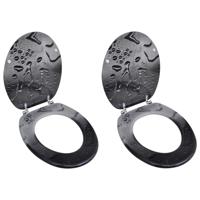 Toiletbrillen met deksels 2 st water MDF