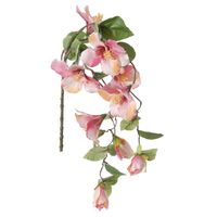 Louis Maes kunstbloemen - Hibiscus - roze - hangende tak van 165 cm - Hawaii/Zomer thema - thumbnail