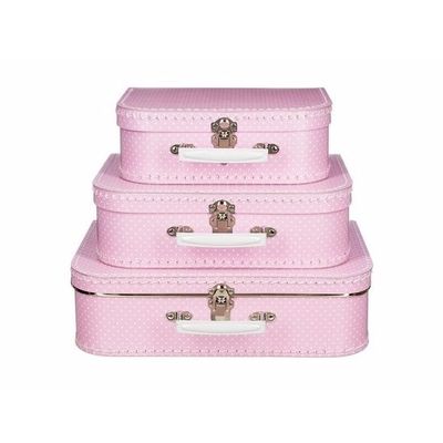 Logeerkoffertje roze/wit 30 cm