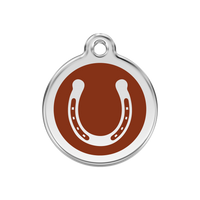 Horse Shoe Brown roestvrijstalen hondenpenning medium/gemiddeld dia. 3 cm - RedDingo