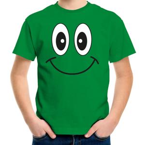 Verkleed t-shirt voor kinderen/jongens - Smile Emoticon - groen - feestkleding