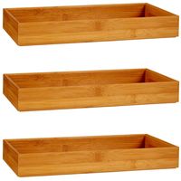 3x Stuks Kast/lade/make-up organizers bamboe hout bakje 38 x 15 x 5 cm