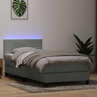 Boxspring met matras en LED fluweel lichtgrijs 90x210 cm