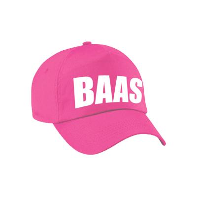 Baas verkleed petje - baseballcap - roze - voor volwassenen - met tekst