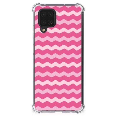 Samsung Galaxy A12 Doorzichtige Silicone Hoesje Waves Pink Samsung Galaxy A12 Doorzichtige Silicone Hoesje Waves Pink