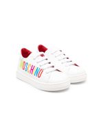 Moschino Kids baskets en cuir à logo imprimé - Blanc