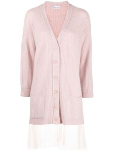 RED Valentino cardigan long en tulle point d'esprit - Rose