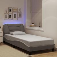 Bedframe met LED-verlichting stof taupe 80x200 cm