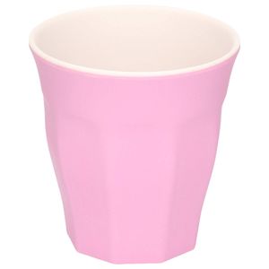 Onbreekbare kunststof/melamine roze drinkbeker 9 x 8.7 cm voor outdoor/camping - Drinkbekers