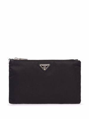 Prada pochette Re-Nylon en cuir - Noir