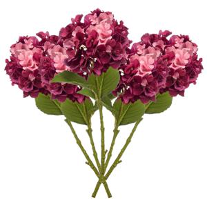 Kunstbloem Hortensia tak - 5x - 52 cm - fuchsia - Real Touch - hydrangea - kunst zijdebloemen