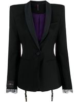 Maison Close satin-trim tailored blazer - Noir - thumbnail