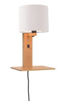 GOOD&MOJO Wandlamp 'Andes' Bamboe en Eco linnen, Met plank, kleur Wit/Naturel