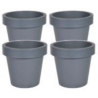 Plantenpot/bloempot - 4x - kunststof - grijs - Tuin buiten - D16 x H14 cm