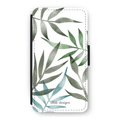 Tropical watercolor leaves: iPhone 11 Pro Flip Hoesje
