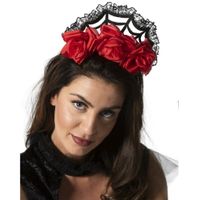 Rozen/bloemen verkleed diadeem/tiara/kroon - zwart - kunststof - volwassenen - thumbnail