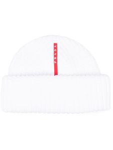 Prada bonnet nervuré à bande logo - Blanc