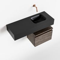 Toiletmeubel Mondiaz Andor | 80 cm | Meubelkleur Dark brown | Lex vrijhangend wastafel Urban Rechts | Zonder kraangat