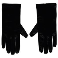 Zwarte gala handschoenen kort van satijn 20 cm - thumbnail