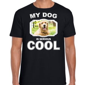 Honden liefhebber shirt Golden retriever my dog is serious cool zwart voor heren