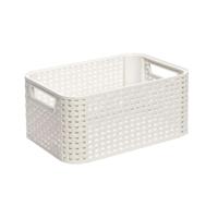 Leen Bakker - Curver Opbergmand Rattan - Off-white - 28,5x19x13 Cm - Kunststof - Wit