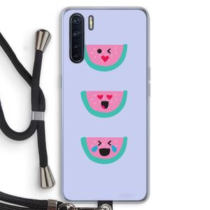 Smiley watermeloen: Oppo A91 Transparant Hoesje met koord