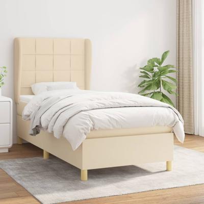 Boxspring met matras stof crèmekleurig 80x200 cm